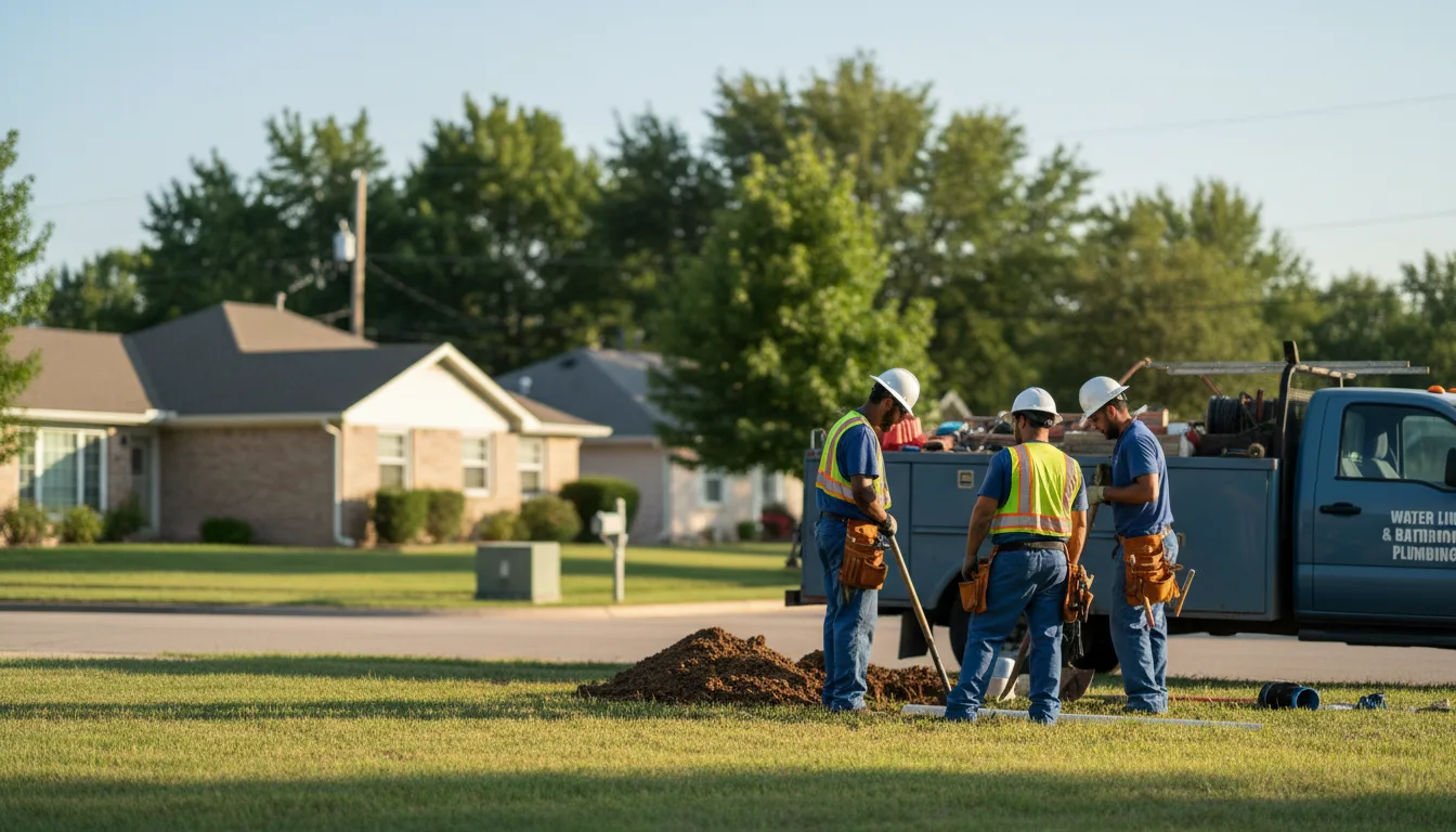 Residential water line and bathroom plumbing service in Muse, OK